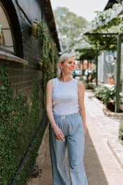 Striped pants - blue and white