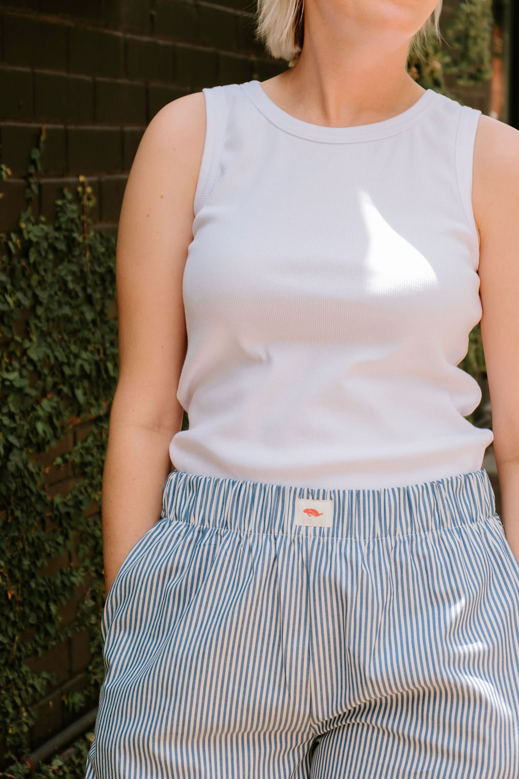 Striped pants - blue and white